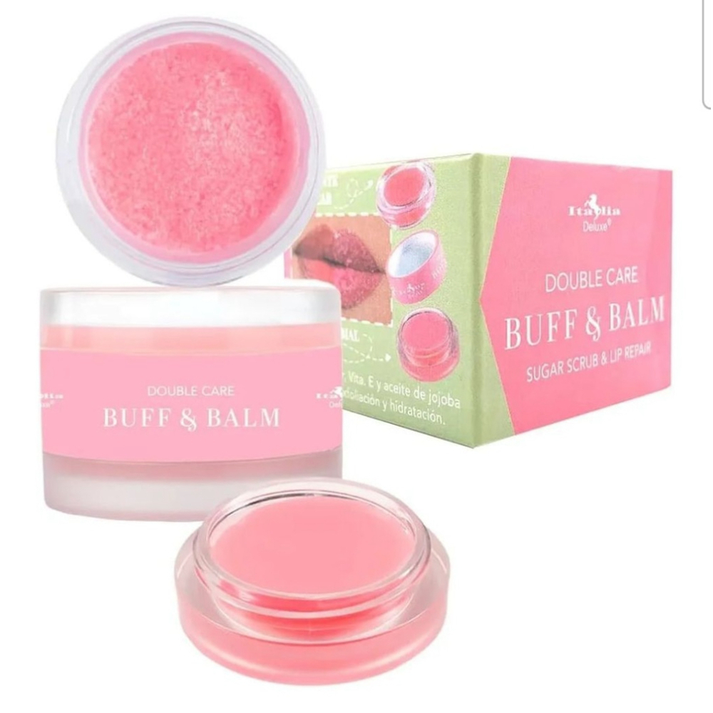 Italia Deluxe | Buff & Balm Sugar Scrub & Lip Repair - Strawberry